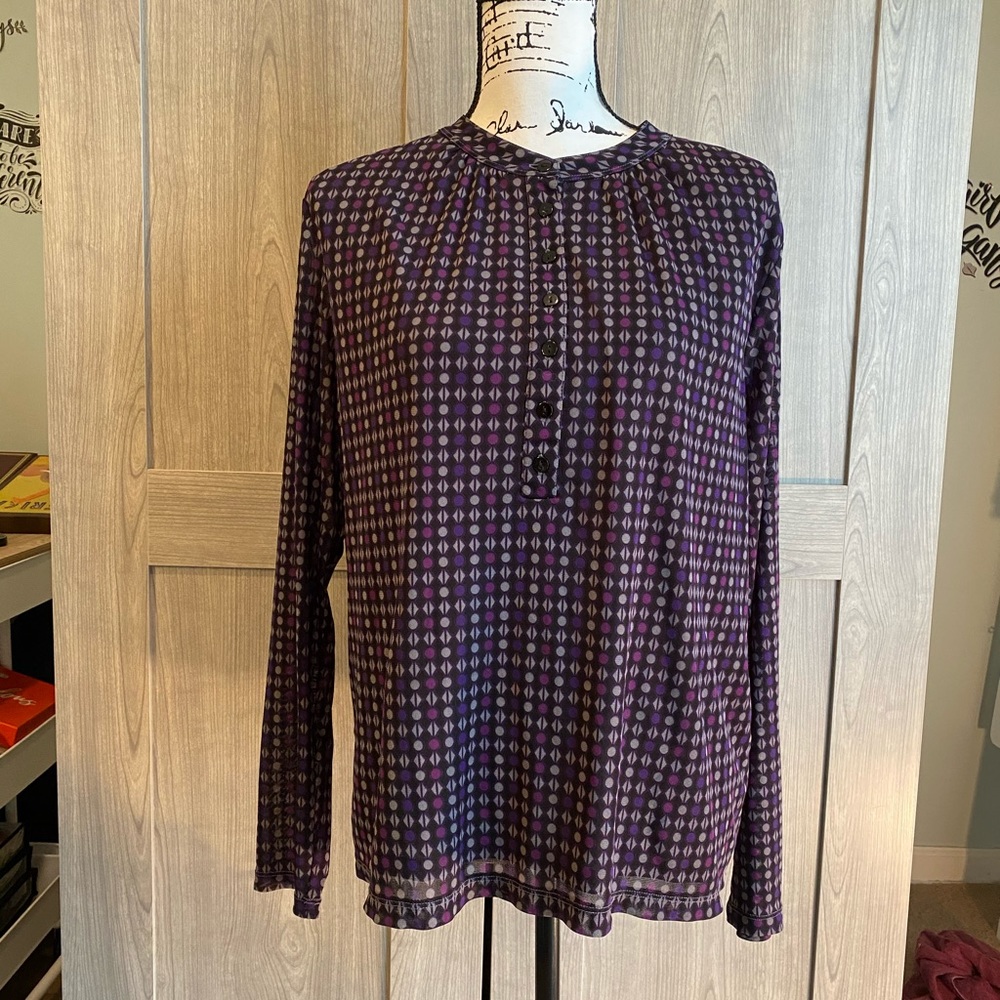 Liz Claiborne 3/4 Sleeve Plum print Blouse 1X